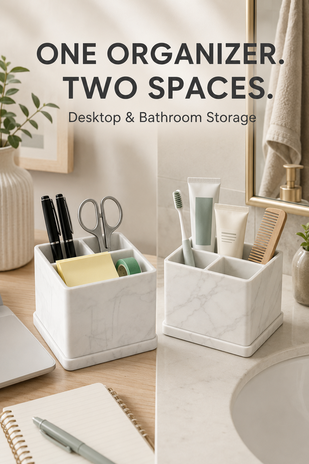 Silicone Bathroom Caddy & Toothbrush Organizer – BPA-Free, Marble Pattern, with Soap Tray, 9.5x9.5cm
