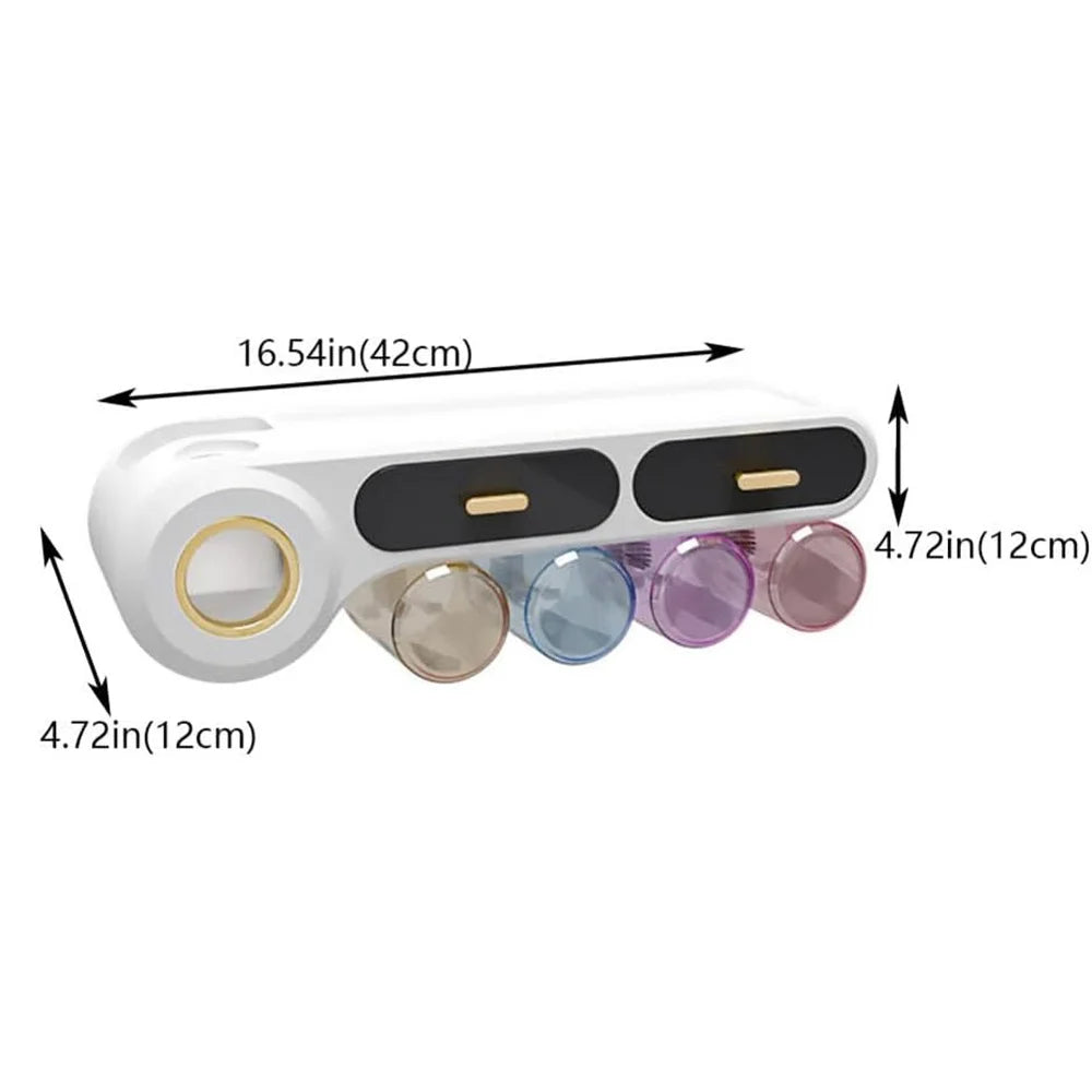 All-in-One Wall Mounted Toothbrush Holder & Toothpaste Dispenser