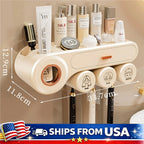 All-in-One Wall Mounted Toothbrush Holder & Toothpaste Dispenser