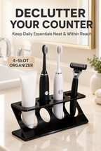 Toothbrush & Razor Holder – Multi-Slot Countertop ABS Plastic, 9.8x6.7x3.5in, Black