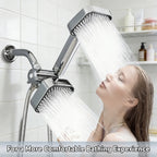 Dual Shower Head Combo with Handheld Spray, High Pressure Rainfall Shower Head, 3-Way Diverter & Stainless Steel Hose