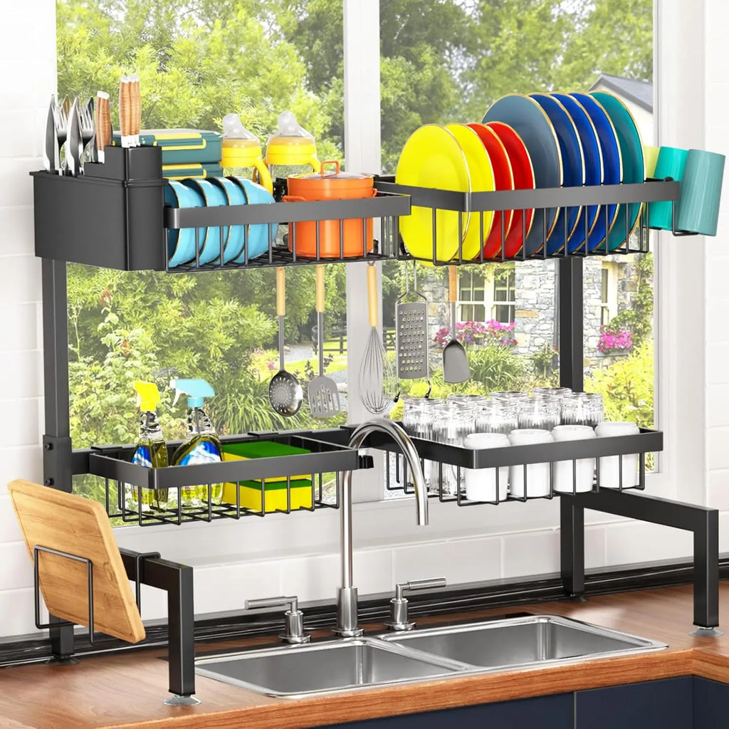 Extendable Over The Sink Dish Drying Rack (4 Baskets)
