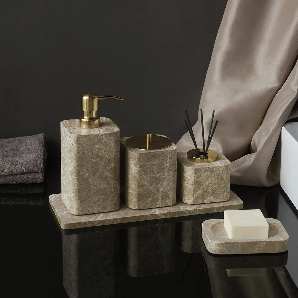 Emperador Luxury Natural Marble Bathroom Accessories Set