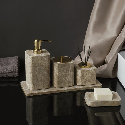 Emperador Luxury Natural Marble Bathroom Accessories Set