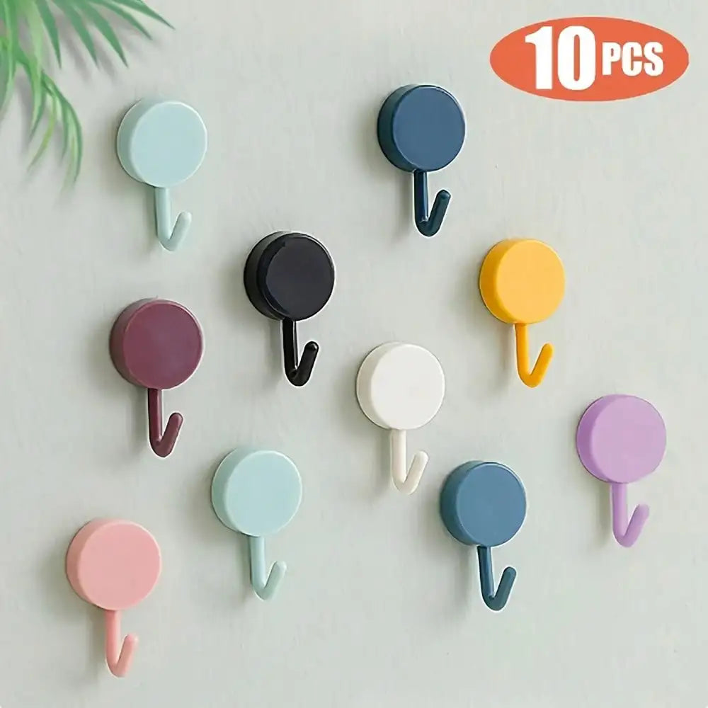 Traceless Adhesive Wall Hooks for Kitchen & Bathroom (10-Pack)