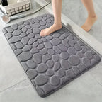 Non-Slip Bathroom Rug, Super Absorbent Quick-Dry Bath Mat, Soft 3D Cobblestone Bathroom Floor Mat, Machine Washable