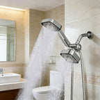 Dual Shower Head Combo with Handheld Spray, High Pressure Rainfall Shower Head, 3-Way Diverter & Stainless Steel Hose