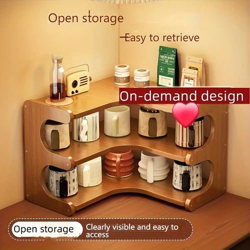3-Tier Bamboo Corner Organizer & Desk Shelf