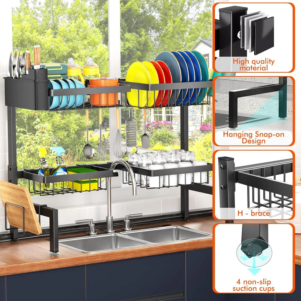 Extendable Over The Sink Dish Drying Rack (4 Baskets)