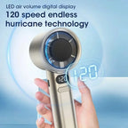Portable Handheld Turbo Fan, 120-Speed Adjustable, Rechargeable Mini Fan with LED Digital Display, Quiet Personal Cooling Fan