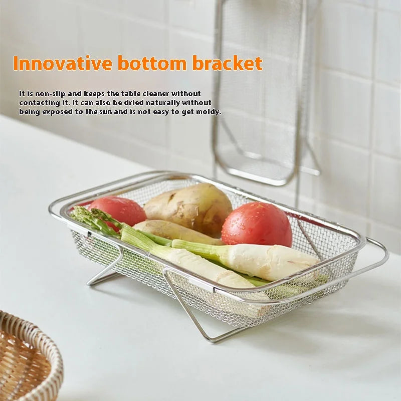 Over-the-Sink Expandable Stainless Steel Drain Basket