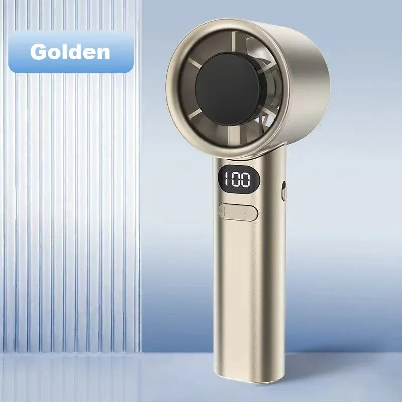 Portable Handheld Fan – 120-Speed Rechargeable, LED Display, Quiet Personal Cooling, White/Gray/Green/Gold