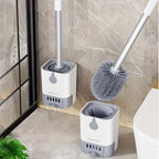 Silicone Toilet Brush and Holder, Wall Mounted Toilet Bowl Brush with Long Handle, Quick-Dry Bathroom Cleaning Set