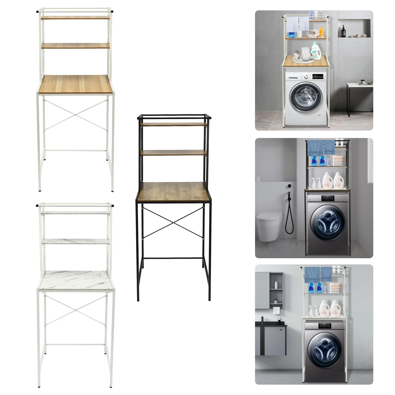 Minimalist 3-Tier Over-the-Washer Storage Rack