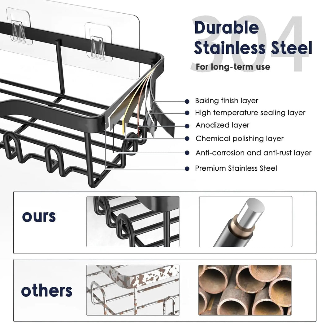 Premium Adhesive Shower Caddy & Bathroom Organizer Set