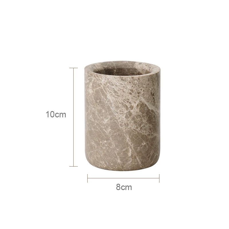 Emperador Luxury Natural Marble Bathroom Accessories Set