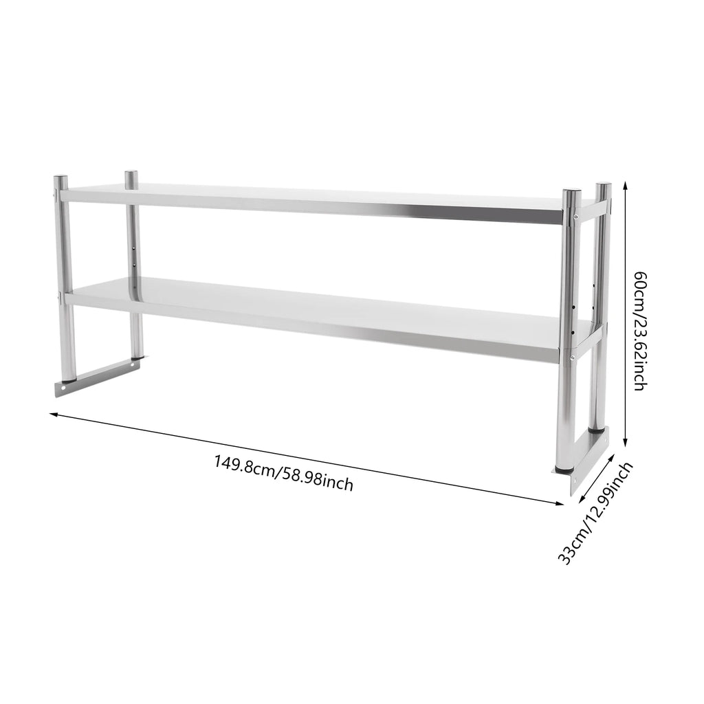 Heavy-Duty 2-Tier Stainless Steel Countertop Shelf – Adjustable Kitchen Organizer