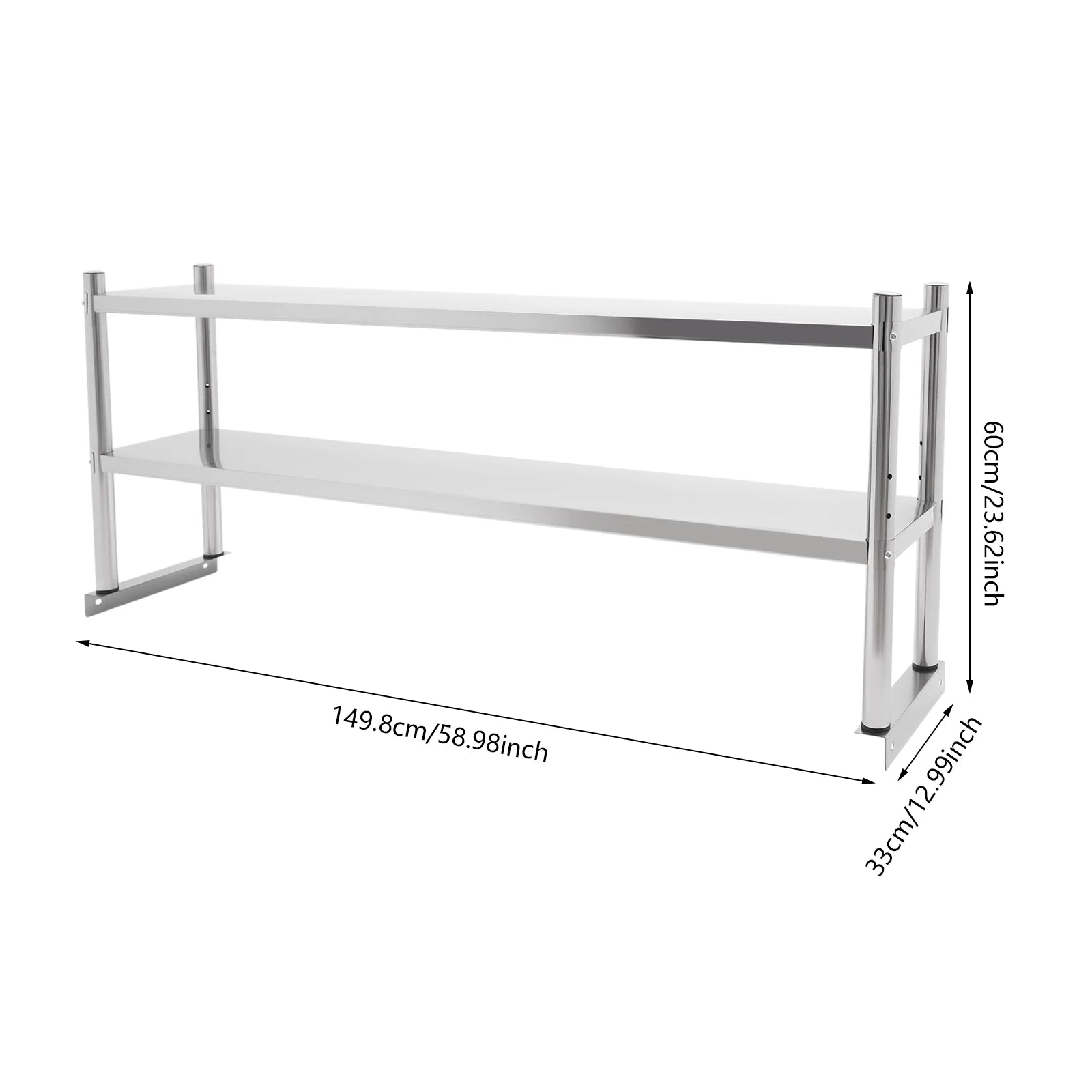 Heavy-Duty 2-Tier Stainless Steel Countertop Shelf – Adjustable Kitchen Organizer
