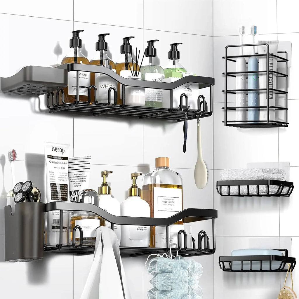 Premium Adhesive Shower Caddy & Bathroom Organizer Set