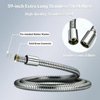 Dual Shower Head Combo with Handheld Spray, High Pressure Rainfall Shower Head, 3-Way Diverter & Stainless Steel Hose