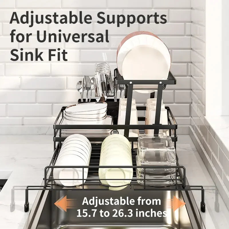 2-Tier Expandable Carbon Steel Dish Drying Rack