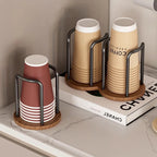 Nordic Wood & Metal Countertop Cup Organizer – Aesthetic Coffee Bar Dispenser