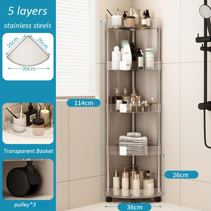 Modern Transparent Acrylic Corner Rolling Cart