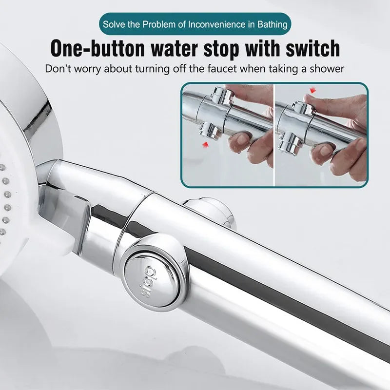 High Pressure Handheld Shower Head with 5 Spray Modes, Water Saving, One-Touch Pause, Universal Bathroom Shower Head