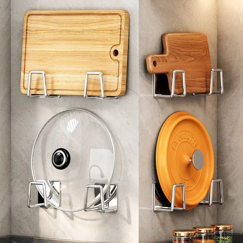 No-Drill Under-Cabinet Cutting Board & Pot Lid Holder – Space-Saving Kitchen Rack