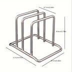 Minimalist Stainless Steel Cutting Board & Pot Lid Organizer Stand