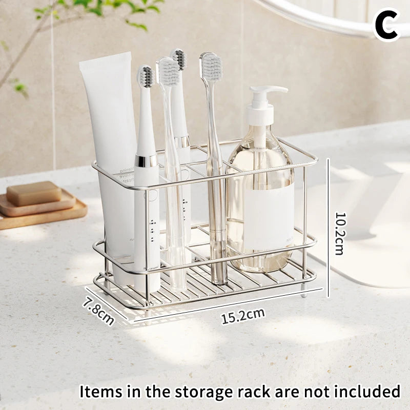 Minimalist Stainless Steel Countertop Toothbrush Holder