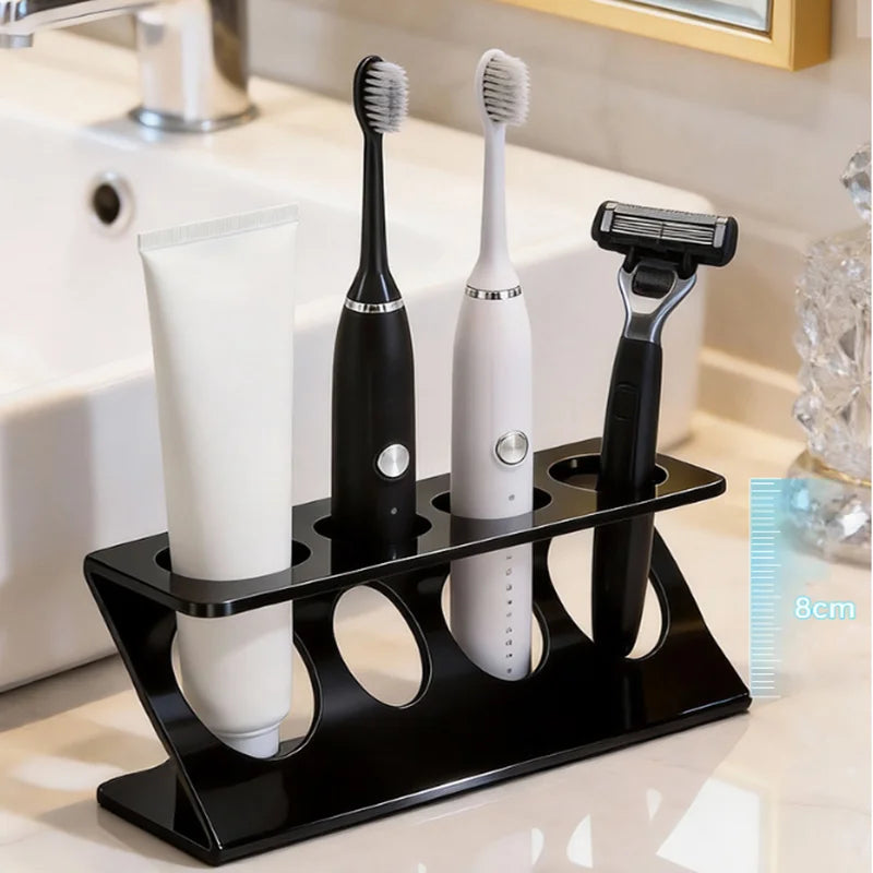 Minimalist Acrylic Countertop Toothbrush & Razor Holder