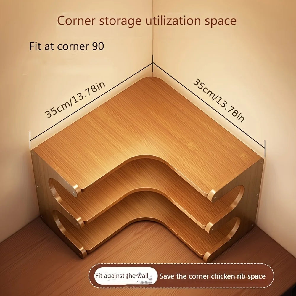 3-Tier Bamboo Corner Organizer & Desk Shelf