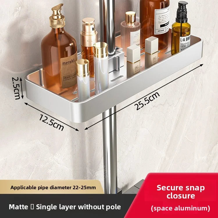 No-Drill Shower Rod Storage Organizer Rack