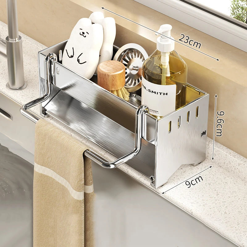 Stainless Steel Sleek Kitchen Sink Countertop Organizer