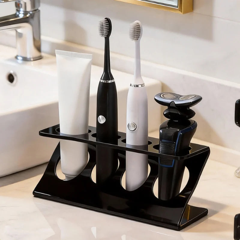 Minimalist Acrylic Countertop Toothbrush & Razor Holder