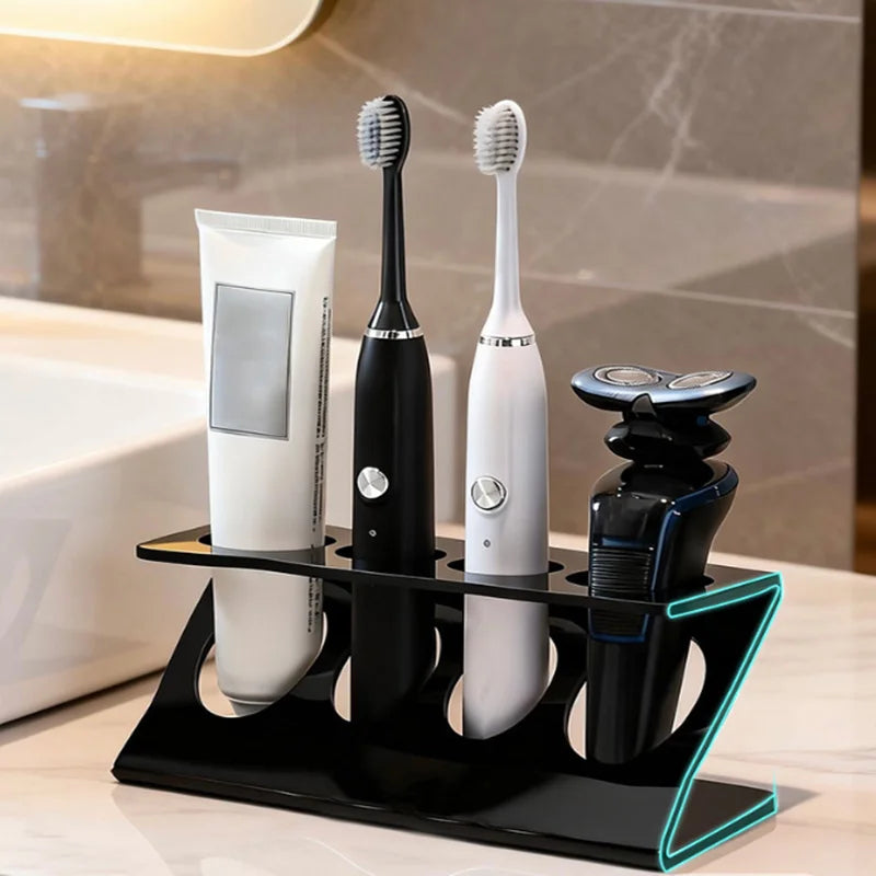 Minimalist Acrylic Countertop Toothbrush & Razor Holder