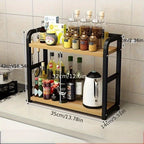 Modern Matte Black 2-Tier Countertop Organizer – Aesthetic Kitchen & Coffee Bar Shelf