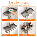 No-Drill Shower Rod Storage Organizer Rack
