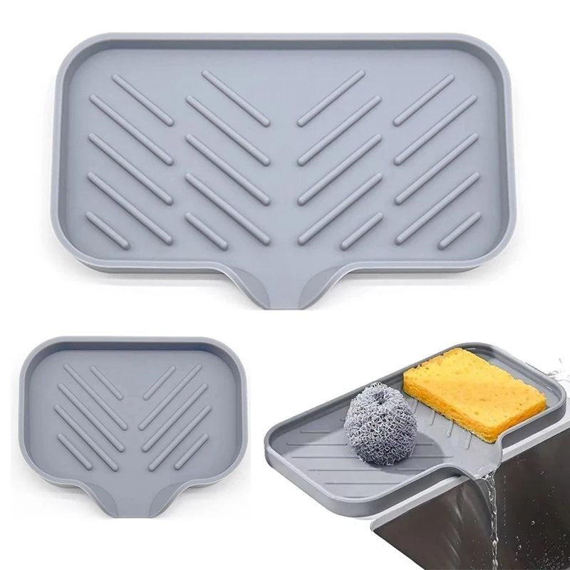Self-Draining Silicone Sponge Holder & Soap Tray