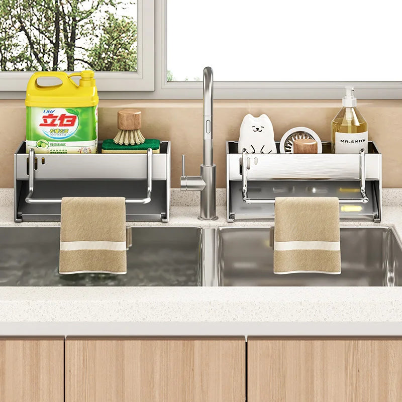 Stainless Steel Sleek Kitchen Sink Countertop Organizer