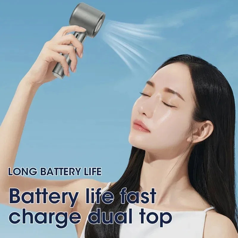 Portable Handheld Turbo Fan, 120-Speed Adjustable, Rechargeable Mini Fan with LED Digital Display, Quiet Personal Cooling Fan