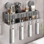 Modern Metallic Wall-Mounted Toothbrush Holder & Bathroom Organizer