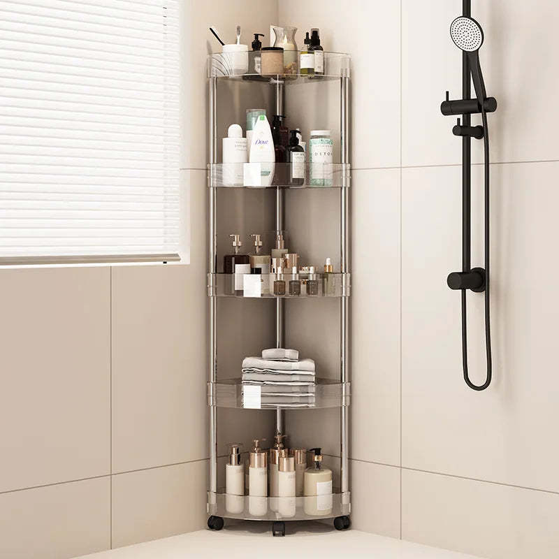 Modern Transparent Acrylic Corner Rolling Cart
