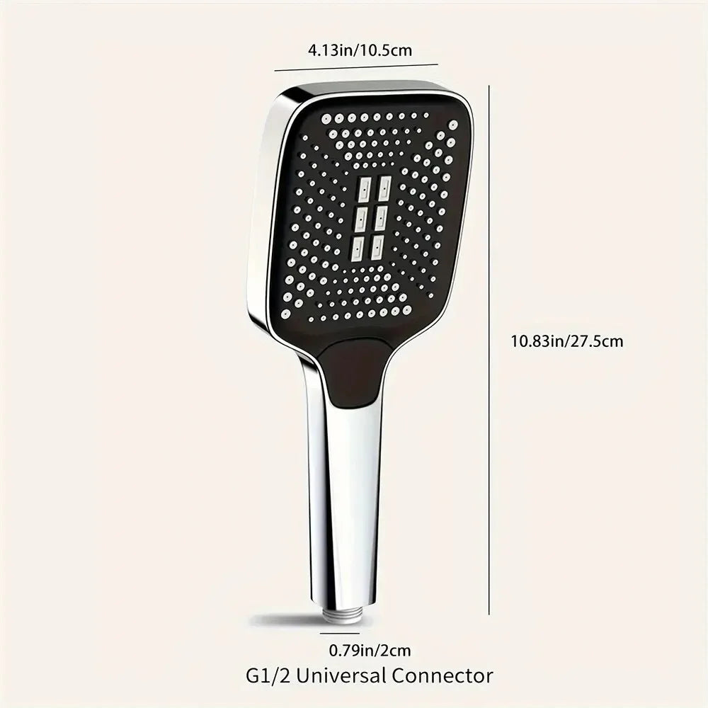 High Pressure Rainfall Shower Head, 3 Spray Modes, Water Saving, Large Panel Handheld Shower Head