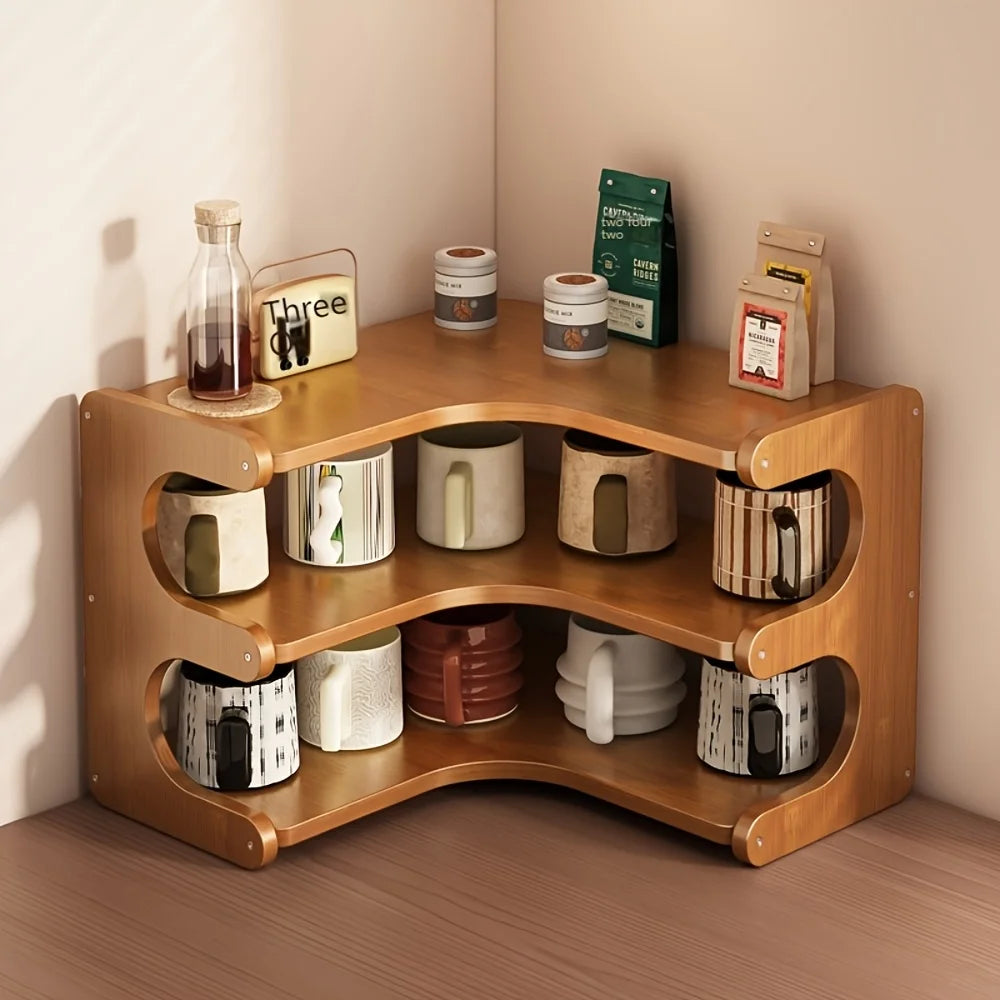 3-Tier Bamboo Corner Organizer & Desk Shelf