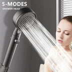 High Pressure Handheld Shower Head with 5 Spray Modes, Water Saving, One-Touch Pause, Universal Bathroom Shower Head