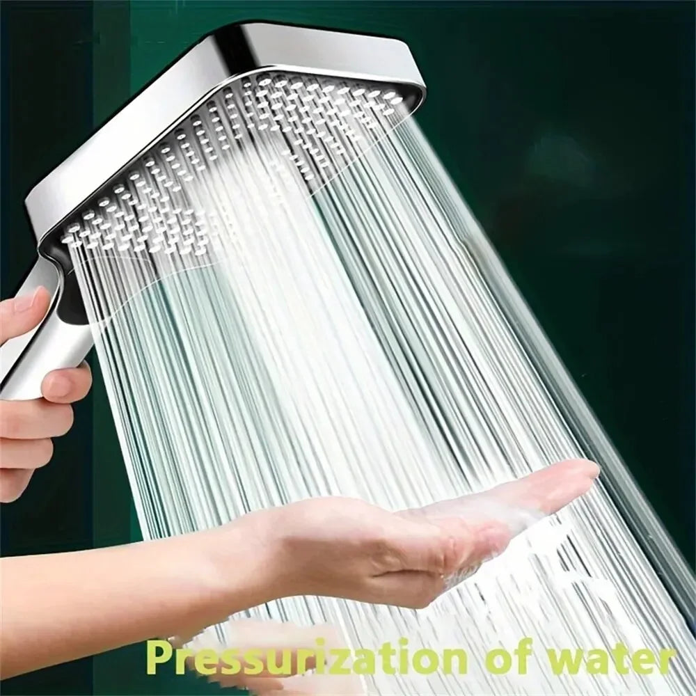 High Pressure Rainfall Shower Head, 3 Spray Modes, Water Saving, Large Panel Handheld Shower Head