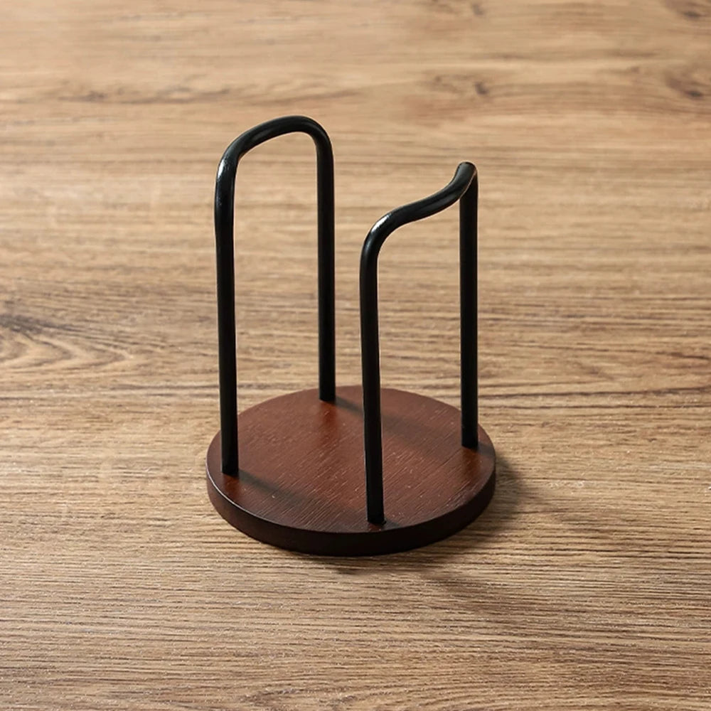 Nordic Wood & Metal Countertop Cup Organizer – Aesthetic Coffee Bar Dispenser