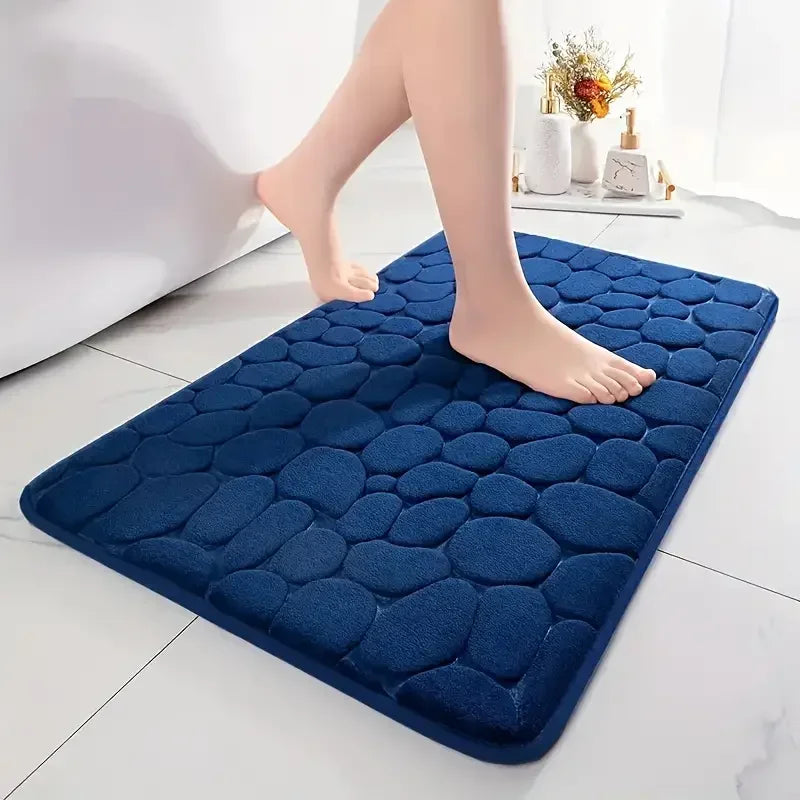 Bathroom Rug – Non-Slip Super Absorbent Quick-Dry, 3D Cobblestone Bath Mat, 40x60cm, Machine Washable